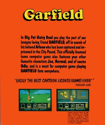 Garfield - Big, Fat, Hairy Deal box cover back